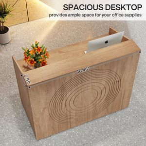 Comptoir de réception Tribesigns 47 pouces, en bois, pour salon, bureau à domicile, chêne - Product Image 6