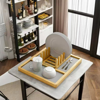 Tapis de séchage pour vaisselle en bambou et pierre, super absorbant, en terre de diatomée, design détachable, séchage rapide pour assiettes/tasses