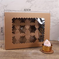 Cajas para cupcakes con capacidad para 12 cupcakes, soportes de grado alimenticio, cajas de transporte de panadería con ventanas e inserción para magdalenas, magdalenas y pasteles