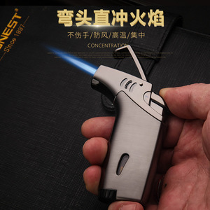 Encendedor de Gas Metálico Tipo Curvo con Llama Recta para Cigarros, Repelente de Mosquitos, Moxibustión, Uso en Camping, Diseño Resistente al Viento - Product Image 5