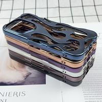 Funda de teléfono con llama de fuego ahuecada de alta calidad para Samsung A16 A15 A14 A54 A55 A06 cubierta blanda galvanizada dorada y plateada