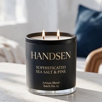 Vases à bougies noirs 12 oz en verre vide, impression personnalisée d'autocollants ou de cartons disponible pour kits DIY et lancement de marques