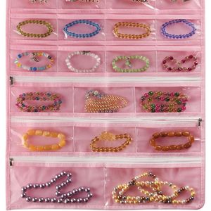 ที่เก็บเครื่องประดับแบบแขวน 56 ช่อง สีชมพู สำหรับเก็บสร้อยคอ ต่างหู กำไล แหวน ติดผนัง - Product Image 3