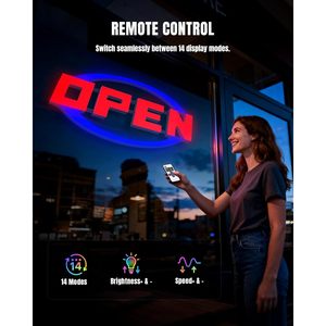 Letrero LED luminoso de 33 x 16 pulgadas con control remoto y temporizador para tiendas minoristas, bares, oficinas, restaurantes y salones - Product Image 3