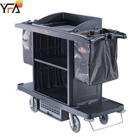 Chariot pliable multifonctionnel en plastique pour l'entretien ménager des hôpitaux, chariot de service d'entretien ménager pour hôtels