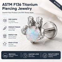 JiaXin ASTM F136 Titane de qualité implantable, Stud Labret à filetage interne, Bijou corporel en Zircon Cubique pour Cartilage, Tragus, Hélix, Conch
