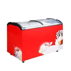 DUSUNG Supermarket Ice-cream Double Curved Glass Top Freezer Display Freezer