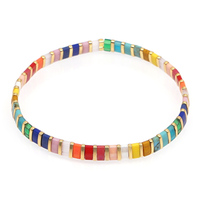 Go2Boho Bracelet Bohème Coloré Élastique pour Plage et Surf, Perles Miyuki Tila, Bijou pour Femme