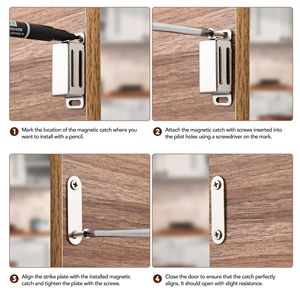 Loquet de porte magnétique en acier inoxydable de 1-13/16 po, quincaillerie dissimulée pour portes d'armoires de cuisine - Product Image 5