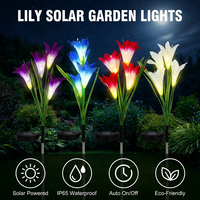 Lampes solaires LED à 4 têtes en forme de lys artificiels, étanches IP65, pour allées, pelouses, patios, jardins et décorations de vacances
