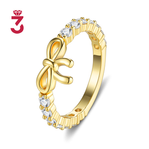 Anello con Fiocco in Moissanite Placcato Oro 14K, Colore <span class=keywords><strong>D</strong></span> VVS1, <span class=keywords><strong>Argento</strong></span> Sterling 925, Gioiello da Donna <span class=keywords><strong>per</strong></span> Matrimonio, Fidanzamento, Promessa, Regalo - Product Image 6