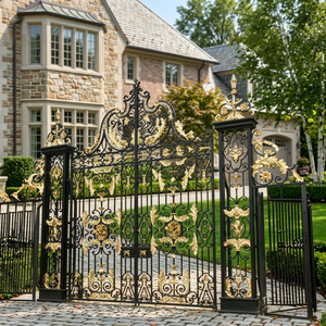 Elegant Spire Top Wrought Iron Automatic Fancy Swing <strong>Gate</strong> Graceful Pattern for Hotel Park Use Modern Design Durable Construction - Product Image 5