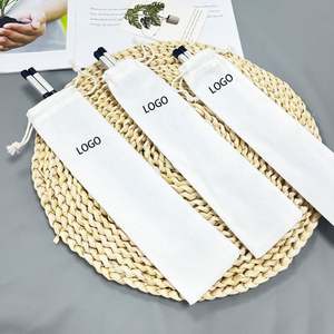 Nouveauté : Pochette à cordon en coton personnalisable avec logo pour rangement de baguettes, organisateur de couverts recyclable pour cuillères et fourchettes - Product Image 1