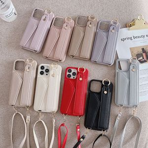 Étui de téléphone en cuir grainé Litchi avec bracelet porte-cartes pour <span class=keywords><strong>iPhone</strong></span> 16 15 13 12 Pro Max, housse à <span class=keywords><strong>bandoulière</strong></span> croisée - Product Image 1