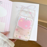 Coque de téléphone transparente en forme de pomme mignonne avec impression d'étoiles scintillantes, protection antichoc en TPU souple pour iPhone 16 15 14 13 Pro Max