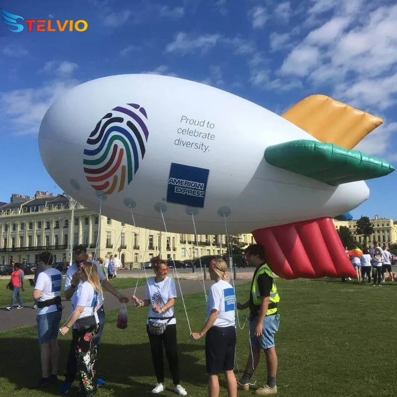 4 मीटर विज्ञापन inflatable एयरशिप हीलियम गुब्बारे कस्टम लोगो इंफ्लेटेबल ज़ेपेलिन बिम्बल गुब्बारा