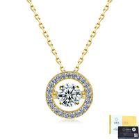 Collier Pendentif en Argent Sterling avec Moissanite Dansante et Design Halo, Pierre Centrale Vibrante - Tendance