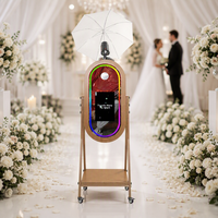 Mesin Photo Booth Cermin Ajaib Layar Sentuh 21,5 inci, Cetak Instan, Perangkat Lunak Gratis, Flight Case, untuk Pernikahan & Pesta, Gaya Retro