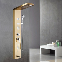 Panneau de douche thermostatique à effet pluie Robinet de colonne de douche de massage en acier inoxydable 304 Robinet de douche à panneau mural