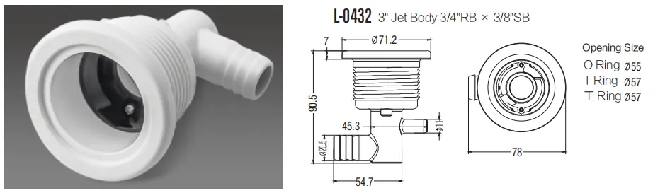 Jet produce 3 "Aurora Single Rotary Jet Black per vasca idromassaggio