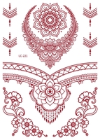 Nouveaux Tatouages Temporaires Rouges et Bruns à Motifs Floraux pour Femmes Adultes, Autocollants de Tatouage pour Ramadan, Mariage, Fête Islamique, Festival