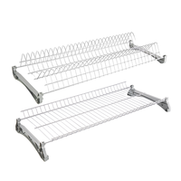 Rak Pengering Piring Dalam Kabinet dari Kawat Besi, Organizer Kabinet Dapur, Rak Piring 2 Tingkat Terpasang untuk Lemari Penyimpanan 400-900mm