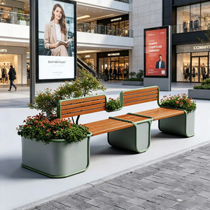 Set di Panchine con Fioriera per Esterni con Schienale, Sedute per Aree Relax di Centri Commerciali, Negozi di <span class=keywords><strong>Tè</strong></span> e Caffè, Esposizione Esterna - Product Image 5