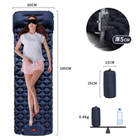 Matelas de camping gonflable, matelas de couchage, lit d'air portable, pompe à pied, matelas d'extérieur imperméable, 5 cm d'épaisseur