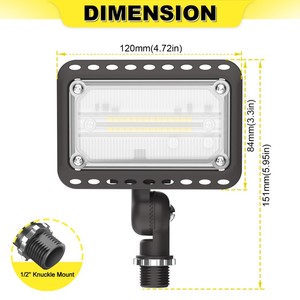 ไฟสปอร์ตไลท์ LED แบบติดตั้งบนข้อต่อ UL Listed 20W 2000 ลูเมนส์ IP65 กันน้ำ สำหรับภายนอกบ้าน สวน สนามหญ้า โคมไฟรักษาความปลอดภัย สินค้าในสหรัฐอเมริกา - Product Image 6