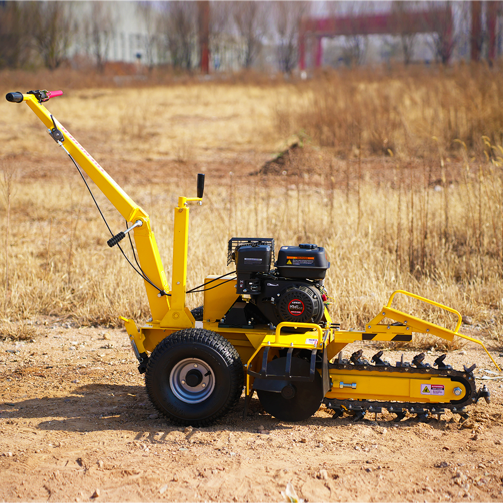 AUSTTER 소형 트렌치 파는 미니 케이블 체인 Ducar /Lifan /Loncin 7hp 가솔린 엔진이 장착 된 미니 트렌치 머신