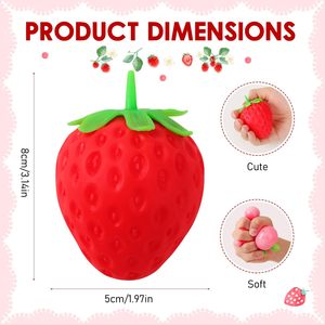 Jouet à presser en silicone en forme de fraise, réaliste, fruit souple à remontée lente, jouet anti-stress pour enfants de 5 à 7 ans, unisexe - Product Image 2