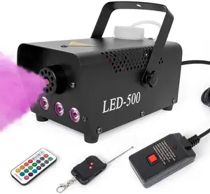 Máquina de fumaça com controle remoto, equipamento para festas de casamento, 500w, 10000 peças por mês, com luz LED, equipamento de fumaça