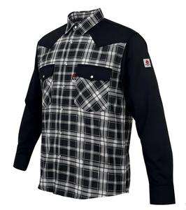 Chemise de soudage et de découpe antistatique tendance, respirante, ignifuge, en coton FRC, ATPV 8.5 <span class=keywords><strong>CAL</strong></span>, motif rayé et manches noires, vente chaude - Product Image 3