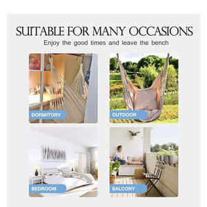 Silla Colgante Tipo Hamaca, Silla Colgante con Bolsillo, Tejido de Algodón para Mayor Comodidad y Durabilidad, Perfecta para Exteriores - Product Image 6