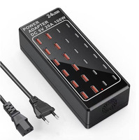 Chargeur USB de bureau 24 ports 100W/20A, adaptateur d'alimentation multifonction 5V/2.4A, station de charge rapide pour téléphone portable avec port USB Type C
