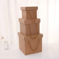 Boîte d'emballage carrée personnalisable pour thé et en-cas, en papier kraft épais, avec corde, idéale pour les cadeaux d'anniversaire