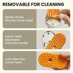 猫と犬のための新しいカスタムロゴ3-in-1セルフクリーニング犬猫用スチームグルーミングブラシソフトプラスチックペット脱毛櫛 - Product Image 6