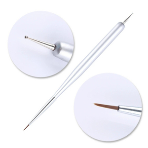 Stylo double tête pour nail art, dessin floral, applicateur de strass, liner, brosse en nylon à pointe fine, outil de manucure à virole sertie - Product Image 1