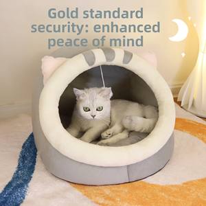 Petit chenil portable de luxe pour <span class=keywords><strong>chien</strong></span> hiver toutes saisons semi-fermé épaissi coussin chaud respirant confortable solide motif Carton - Product Image 4