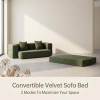 Sofá Cama Convertible Plegable y Comprimido, Sofá Recto sin Marco de Terciopelo, Sofá Moderno 2 en 1 Envasado al Vacío