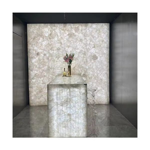 Encimera de Cuarzo Cristalino Blanco Natural Retroiluminada a Medida, Lavabo de Piedra Translúcida para Baño - Product Image 4