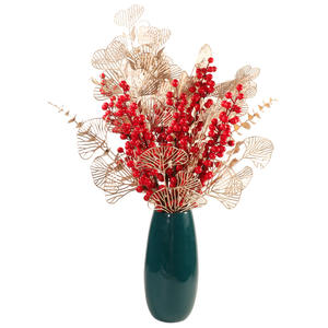 Seau <span class=keywords><strong>de</strong></span> fleurs artificielles en fruits rouges riches, arrangement floral DIY, simulation <span class=keywords><strong>de</strong></span> fruits <span class=keywords><strong>de</strong></span> houx, fleurs décoratives du Nouvel An, vente en gros - Product Image 6