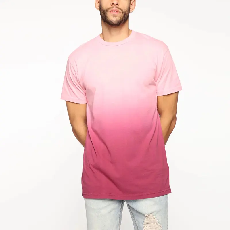 Benutzer definierte neue Herren gefärbte Farbverlauf Farbe Baumwolle lose kurz ärmel ige Sommer Herren T-Shirts Rundhals ausschnitt