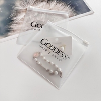 Pochette à bijoux en PVC givrée personnalisée de luxe, petits sacs en plastique pour bijoux, boucles d'oreilles, sac d'emballage à fermeture éclair avec logo