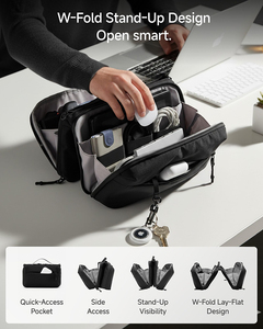 Large Travel <b>Tech</b> Pouch Organizer <b>Bag</b> with Removable Crossbody Strap Two-way Separating Zip Water Resistant for <b>tech</b> accessories - Product Image 4