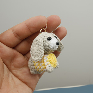 Sevimli El Yapımı Amigurumi İplik 3D Tığ İşi Dachshund Anahtarlık Oyuncak Örme Mini Evcil Hayvan Köpek Yavrusu Bebek Lüks Çanta Süsü Kolye Ucu - Product Image 3