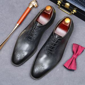 Chaussures habillées en cuir tendance, faites à la main, pour mariage, décontractées pour hommes, à lacets, sur mesure - Product Image 1