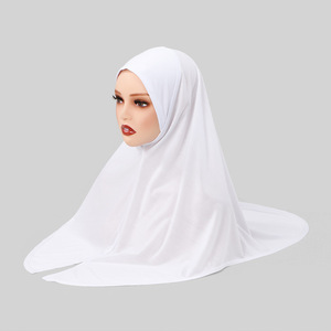 Syal jilbab instan <span class=keywords><strong>Loop</strong></span> wanita Muslim syal segitiga melar poliester Jersey Premium selendang penutup kepala Islam - Product Image 6