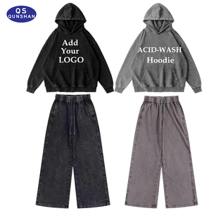 Người Đàn Ông Hoodies Với Quần Mặt Trời Faded 350 GSM Nặng Unisex Bông Cho Axit Rửa Quá Khổ Thời Trang Phố Biểu Tượng Tùy Chỉnh Áo Phù Hợp Với - Product Image 1