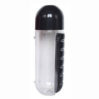 Bouteille d'eau potable quotidienne de voyage en plastique de 20oz avec boîte à pilules de 7 jours